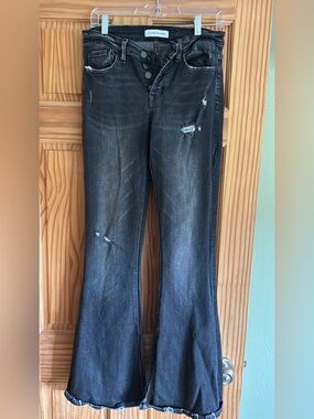 Flying Monkey Black Distressed Flare Jeans